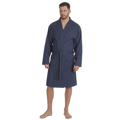 Momentii Mens Jersey Kimono Robe - Denim Marl