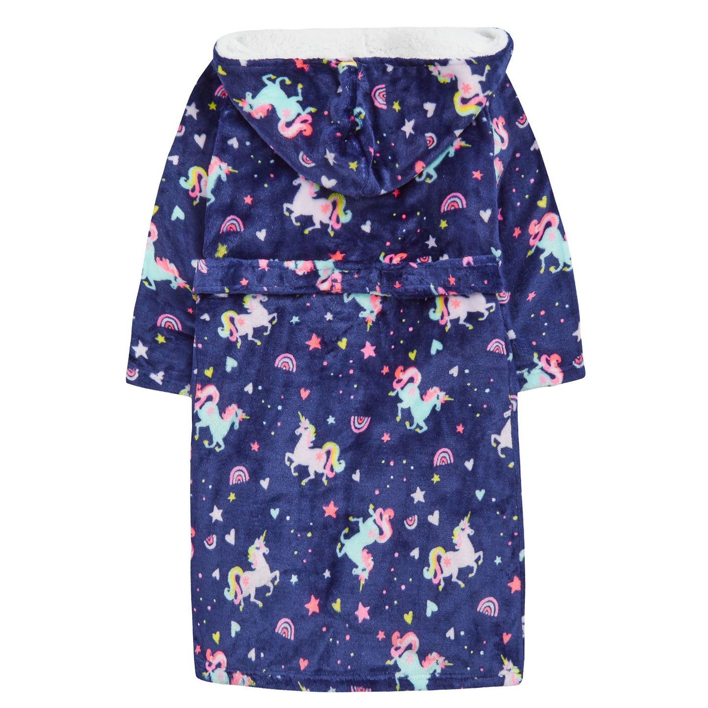 4Kidz Kids Unicorn Print Hooded Fleece Robe - Navy