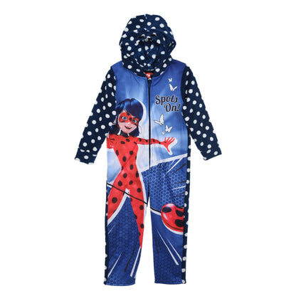 Girls Miraculous Ladybug Fleece Hooded Onesie - Navy