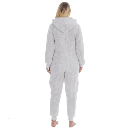 Forever Dreaming Womens Borg Fleece Onesie - Grey
