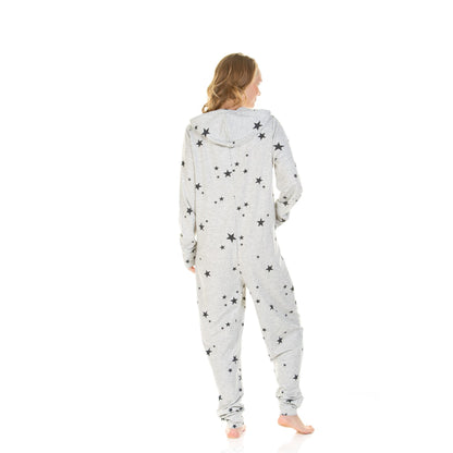 La Marquise Womens Starry Days Jogger Style Onesie - Grey
