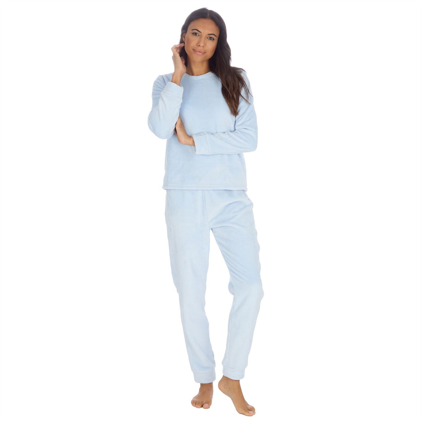 Forever Dreaming Womens Plush Fleece Pyjama Set - Ice Blue