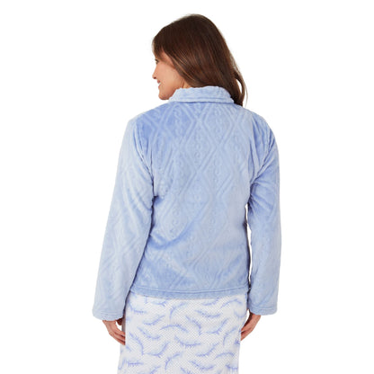 Marlon Women's Embossed Button Bedjacket - Blue