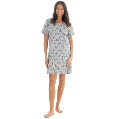 Forever Dreaming Elephants Womens Nightdress - Grey