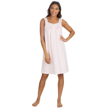 Cottonique Sleeveless Pastel Spot Nightdress - Pink Cottonique