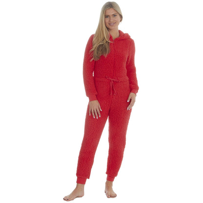 Jenni Intimates Womens Soft Handle Sherpa Fleece Onesie - Papaya