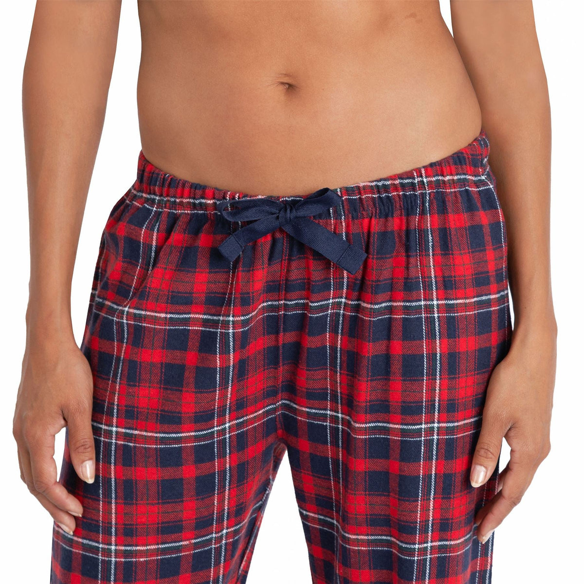 Momentii Womens Jersey/Flannel Pyjama Set - Navy/Red Check Momentii