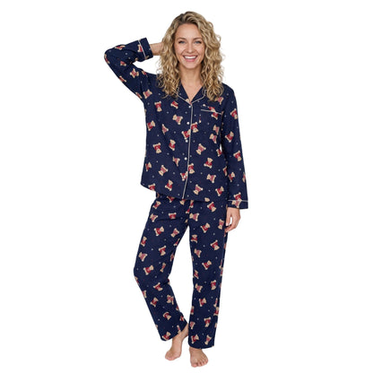 Indigo Sky Womens Teddy Bear Winceyette Pyjamas - Navy Indigo Sky