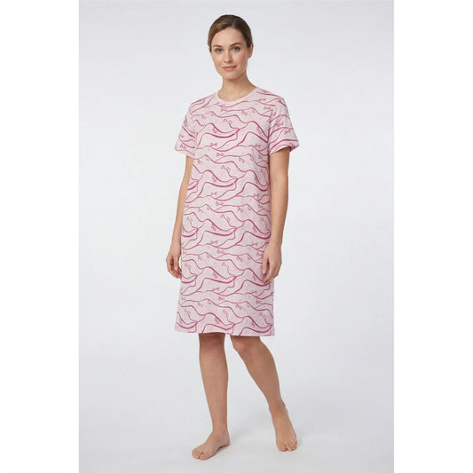 Gaubert Womens Heart Print Short Sleeve Nightdress - Pink Gaubert