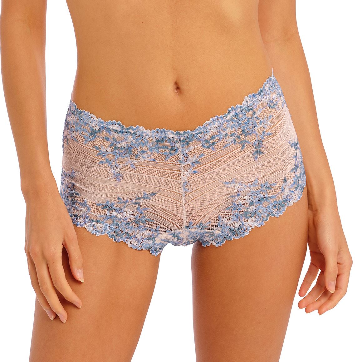 Wacoal Embrace Lace Boyshort - Pastel Parchment/Blue Multi
