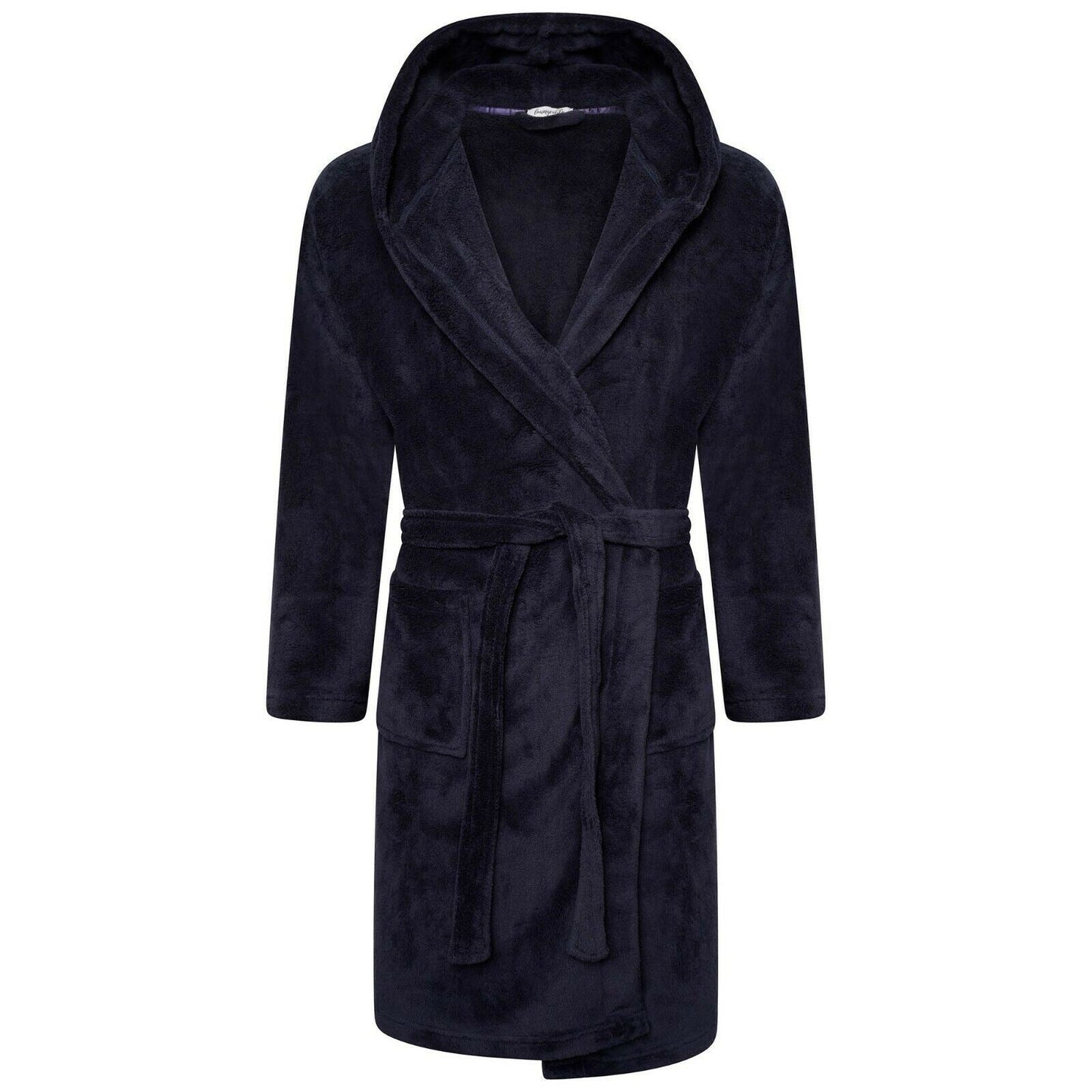 Loungeable Mens Fleece Hooded Robe - Navy Loungeable