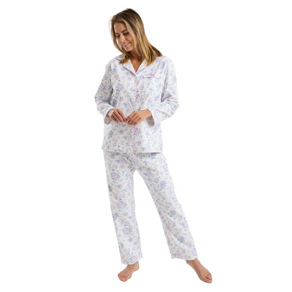 Marlon Womens Floral Bouqet Brushed Cotton Pyjamas - Lavender