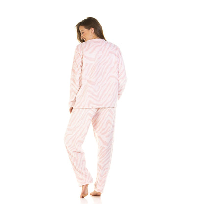 La Marquise Womens Supersoft Fleece Pyjamas - Pink Zebra