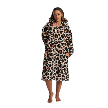 Loungeable Womens Leopard Fleece Snuggle Hoodie