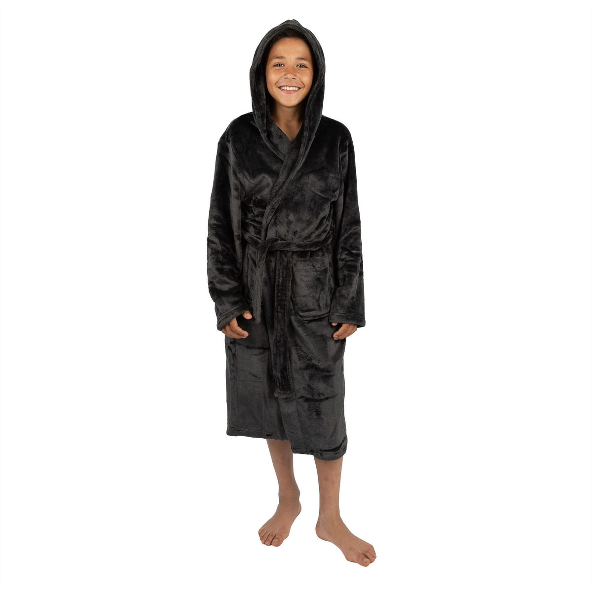 Cargo Bay Boys Plush Fleece Robe - Charcoal Cargo Bay