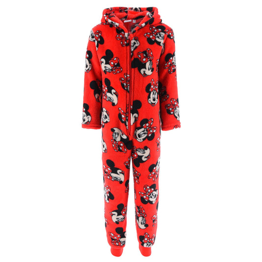 Disney Minnie Mouse Kids Hooded Fleece Onesie - Red