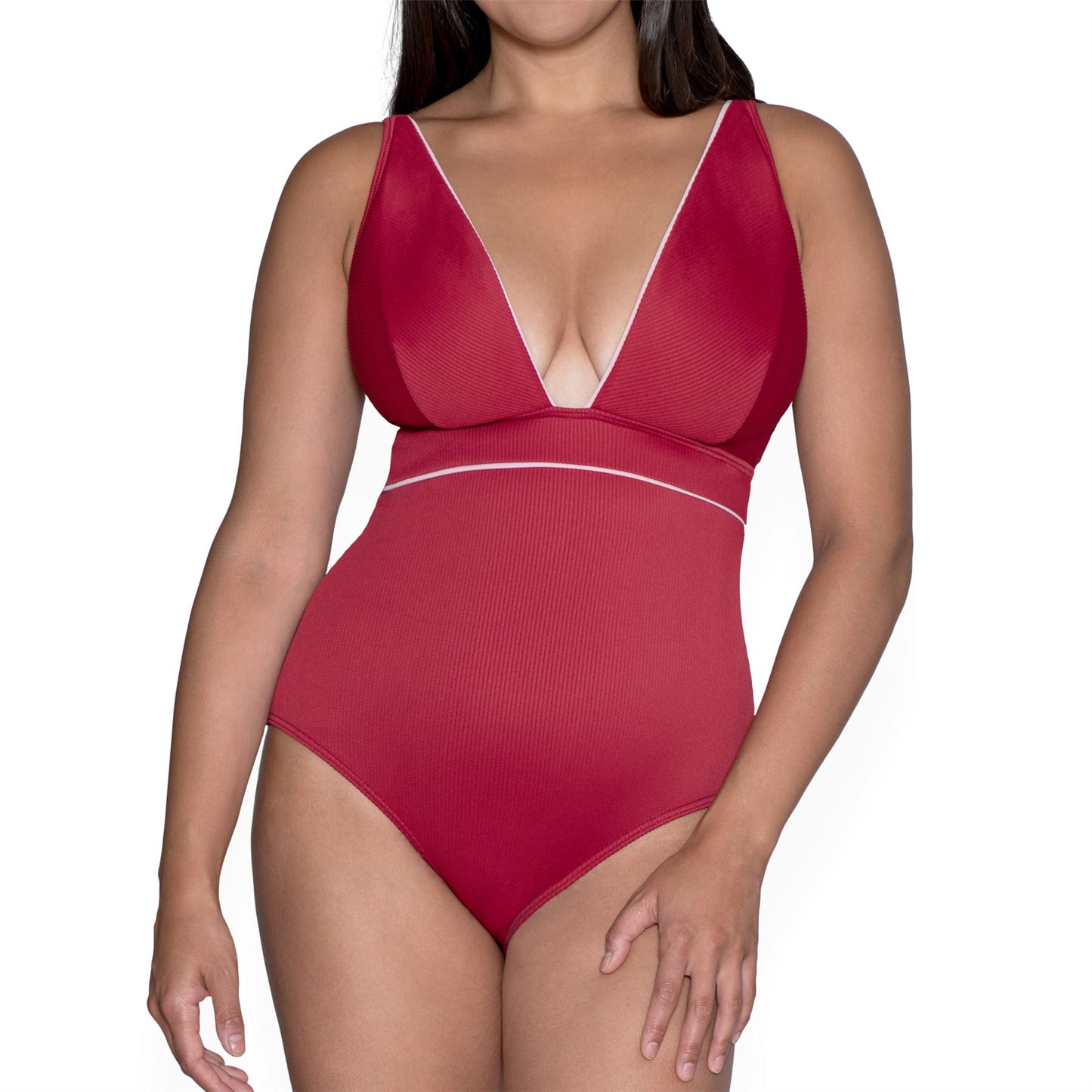 Curvy Kate Poolside Plunge Swimsuit - Red/Pink