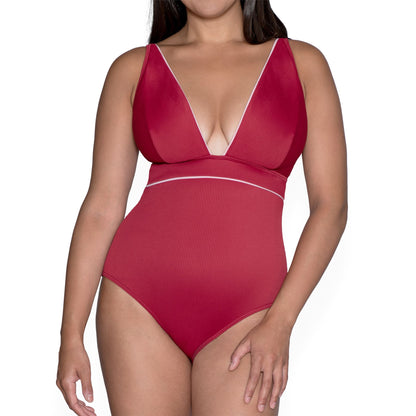 Curvy Kate Poolside Plunge Swimsuit - Red/Pink