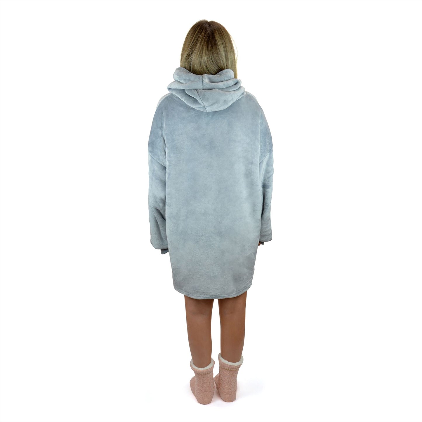Foxbury Womens Oversized Fleece Hooded Blanket - Grey