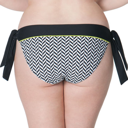 Curvy Kate Hypnotic Tie Side Bikini Brief - Monochrome/Olive