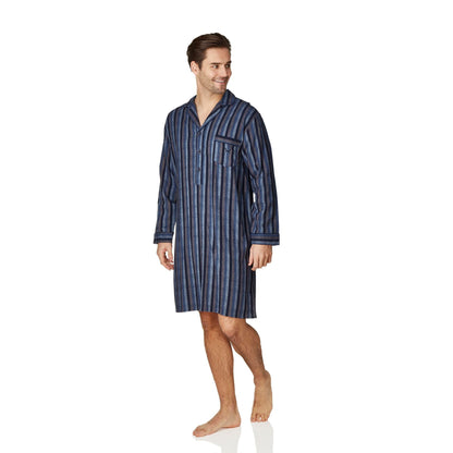 Haigman Mens Brushed Cotton Nightshirt - Blue Stripe Haigman