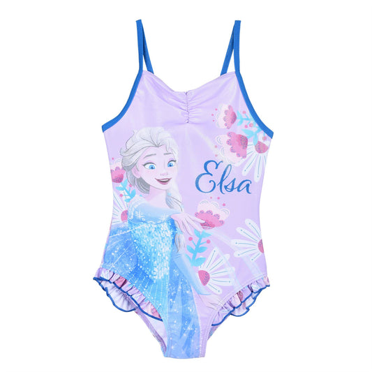 Girls Disney Frozen Elsa Glitter Swimsuit - Purple