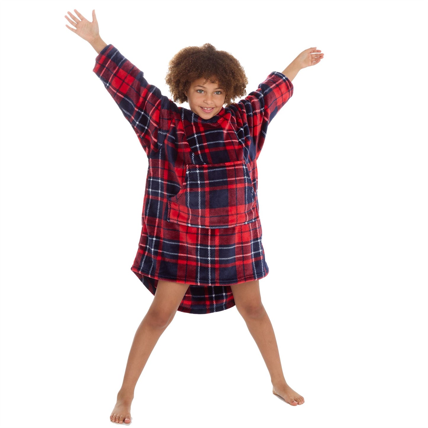 Huggable Hoodie Kids Fleece Oversized Hoodie - Check