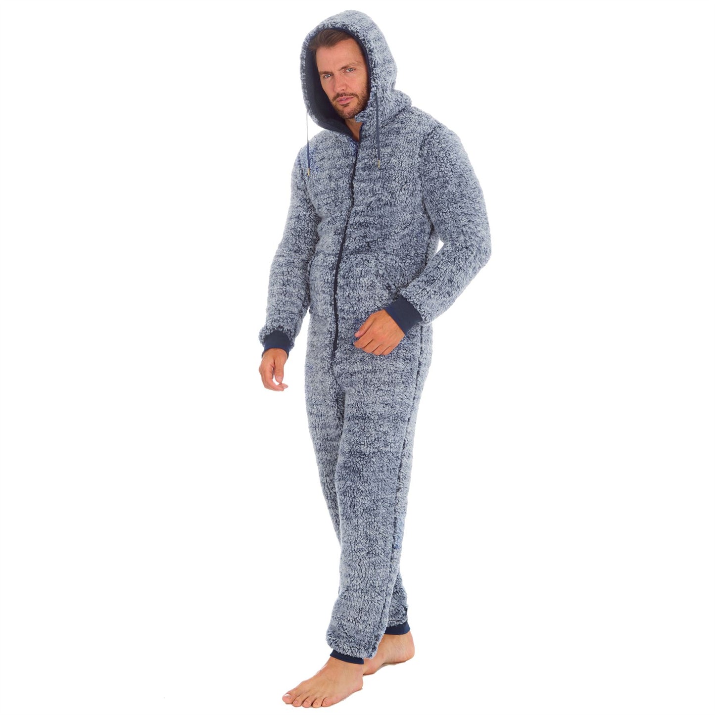 Cargo Bay Mens Frosted Sherpa Fleece Onesie - Navy