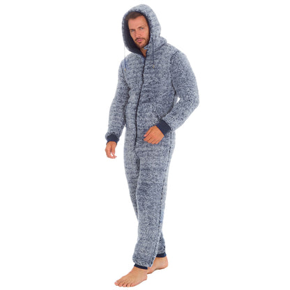 Cargo Bay Mens Frosted Sherpa Fleece Onesie - Navy
