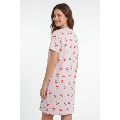 Gaubert Womens Cherry Print Short Sleeve Nightdress - Pink Gaubert