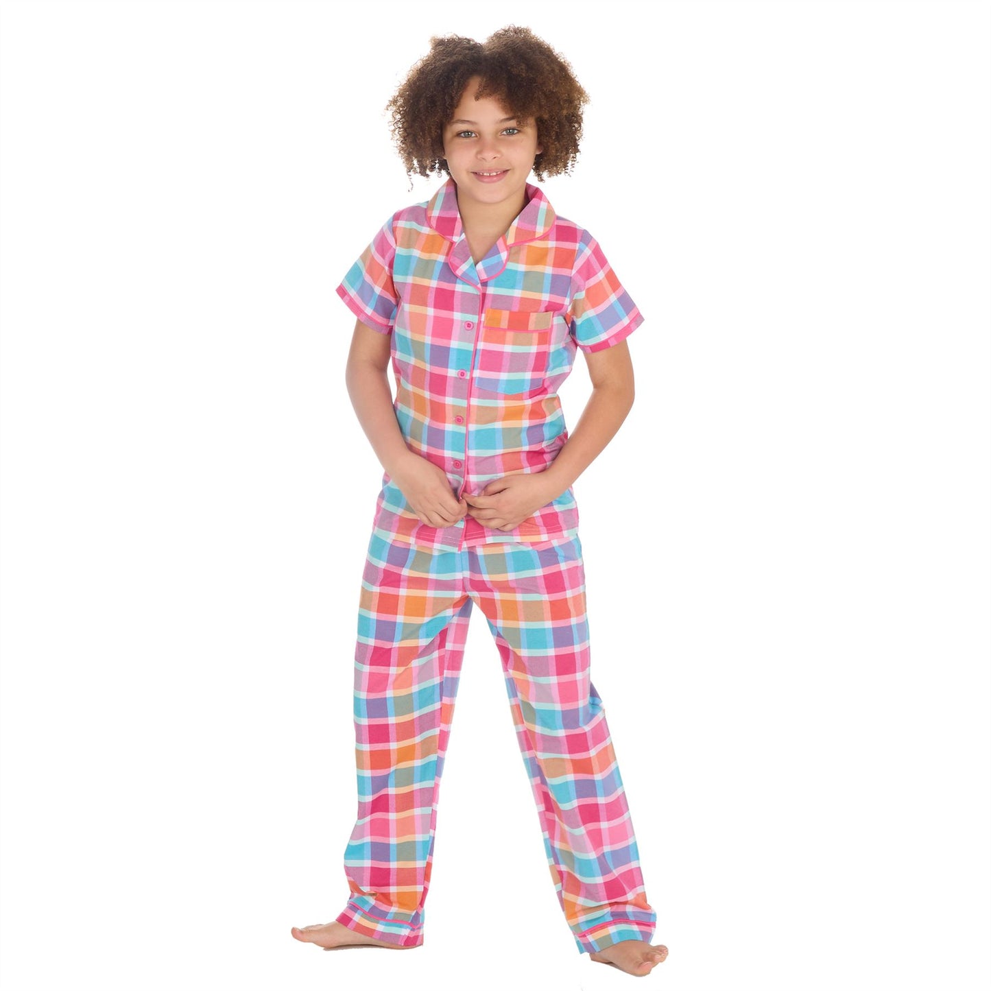 Forever Dreaming Girls Yarn Dyed Woven Check Pyjamas - Mint