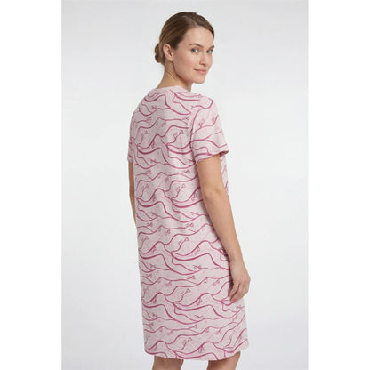 Gaubert Womens Heart Print Short Sleeve Nightdress - Pink Gaubert