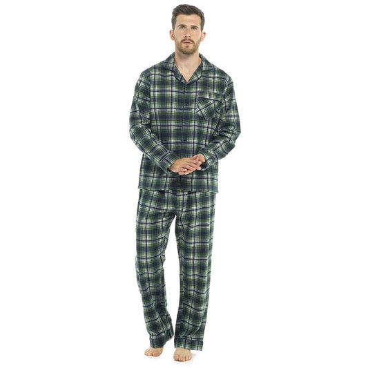 Tom Franks Mens Flannel Check Pyjamas - Navy