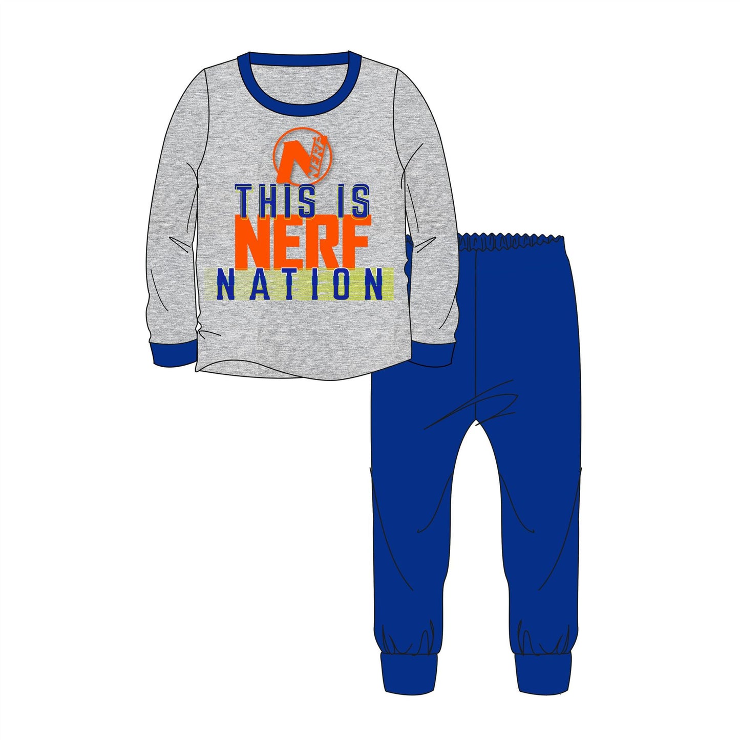 Boys 'This Is Nerf Nation' Football Pyjamas - Grey/Blue
