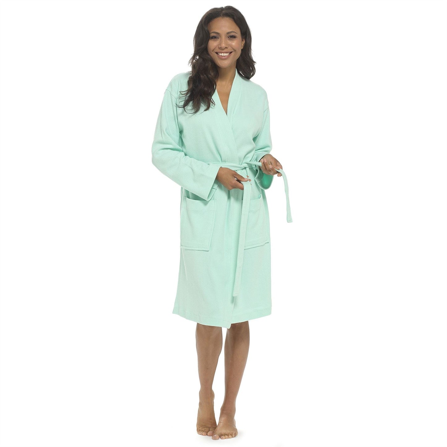 Tom Franks Womens Waffle Robe - Mint Tom Franks