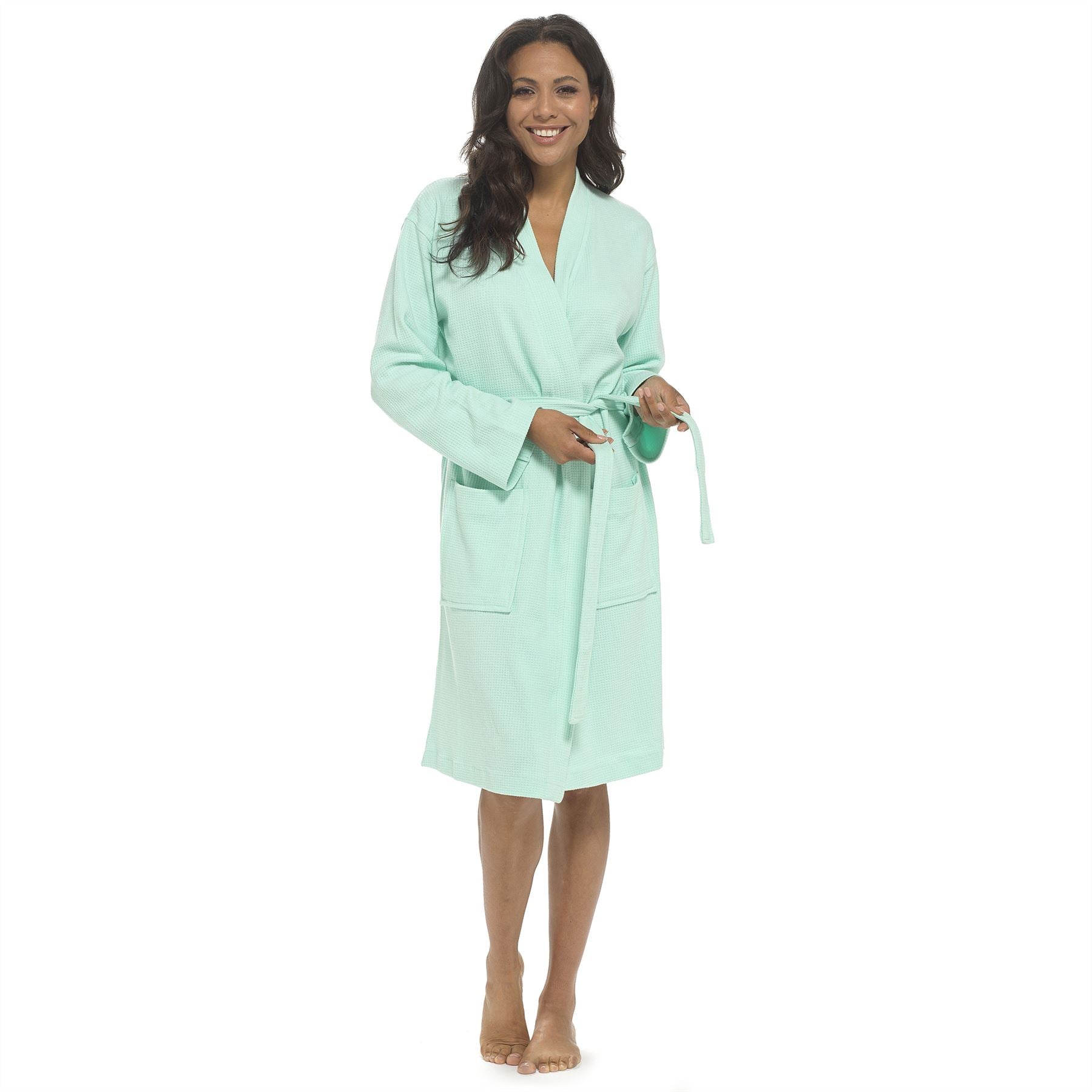 Tom Franks Womens Waffle Robe - Mint Tom Franks