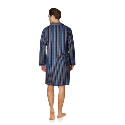Haigman Mens Brushed Cotton Nightshirt - Blue Stripe Haigman