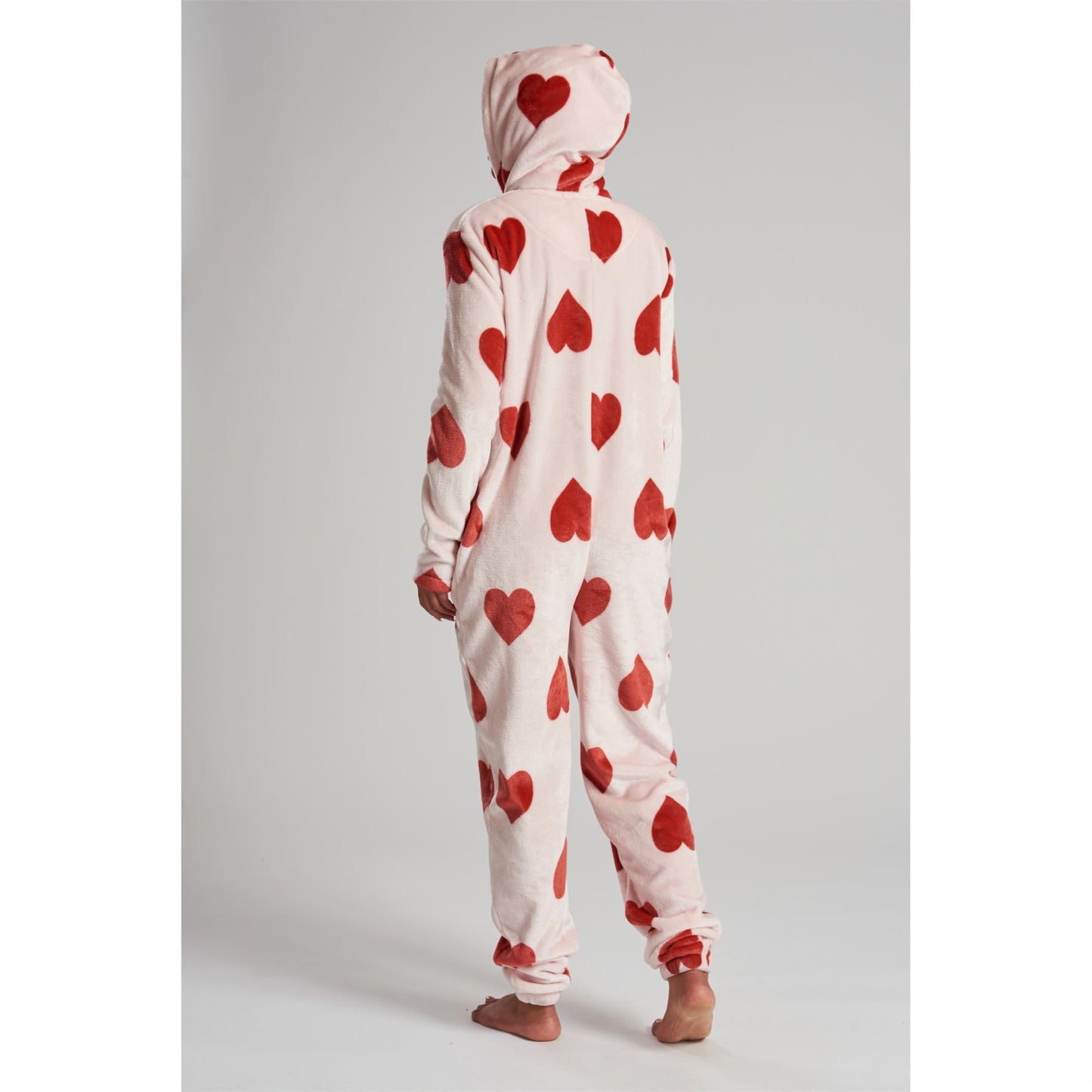 Loungeable Womens Heart Luxury Fleece Onesie - Pink