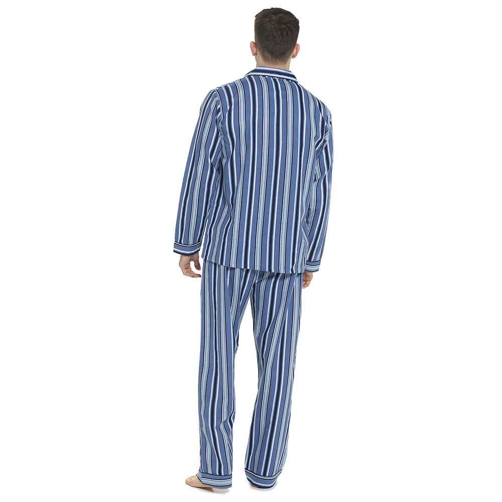 Tom Franks Mens Flannel Stripe Pyjamas - Blue Tom Franks