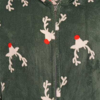 Loungeable Mens Reindeer Fleece Onesie - Green
