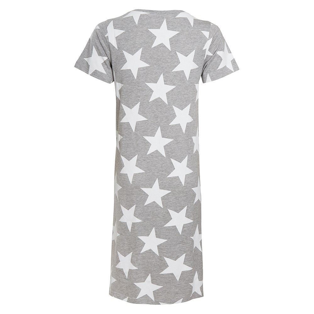 Follow That Dream Womens Star Print Nightie - Grey Marl