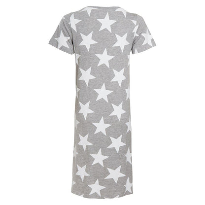 Follow That Dream Womens Star Print Nightie - Grey Marl