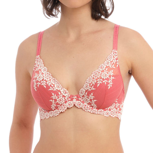 Wacoal Embrace Lace Plunge Bra - Faded Rose/White Sand