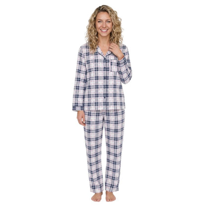 Indigo Sky Womens Check Winceyette Pyjamas - Navy Indigo Sky