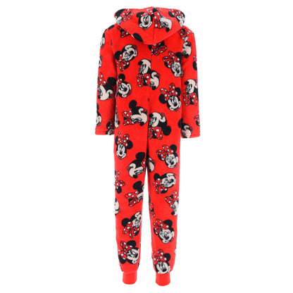 Disney Minnie Mouse Kids Hooded Fleece Onesie - Red