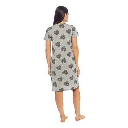 Follow That Dream Womens Heart Print Nightdress - Grey