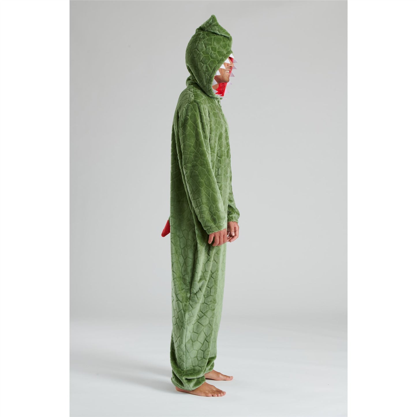 Loungeable Mens Dinosaur Fleece Onesie - Green