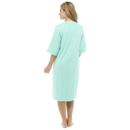Tom Franks Womens Zip Through Towelling Robe - Mint