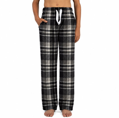 Cargo Bay Boys Fleece Lounge Pants - Charcoal Grey Check Cargo Bay