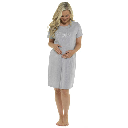 Follow That Dream Womens Maternity 'Sleeping For Two' Nightdress - Grey